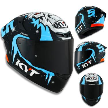 Imagem de Capacete KYT TT Course Masia Winter Test Preto e Azul Brilhante