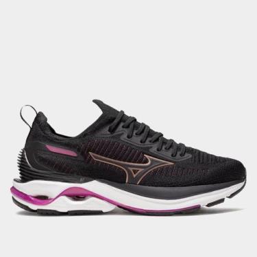 Imagem de Tênis Mizuno Wave Mirai 7 Feminino, Preto, Bordô, 35