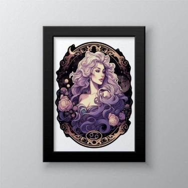 Imagem de Quadro Decorativo Signo de Câncer 24x18cm - Madeira Preta