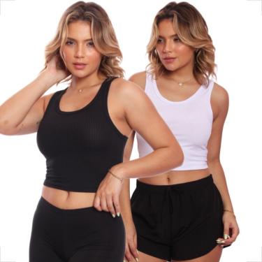Imagem de Kit 2 Tops Fitness Nadador Feminino Lisa Blusa Básica-Feminino