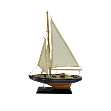 Imagem de Escultura Decorativa Barco em Madeira 30cm RJM2002 BTC