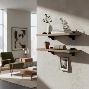 Imagem de Prateleiras MDF Laminado 15mm REFORÇADO 2un c/ Suporte Tucano Decoraçã