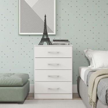 Imagem de Cômoda Organizadora Multiuso Com 4 Gavetas Menu Móveis Branco