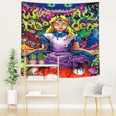 Imagem de Tapeçaria para pendurar na parede psicodélica Alice no País das Maravi