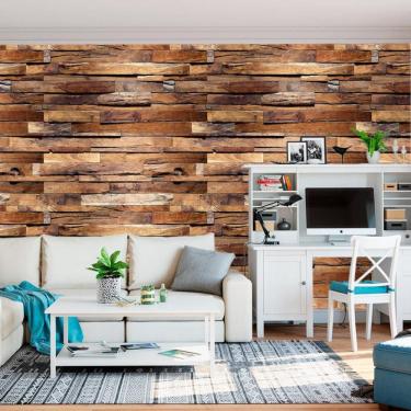 Imagem de Papel De Parede Madeira Retalhos Ipê Autocolante Sala Quarto