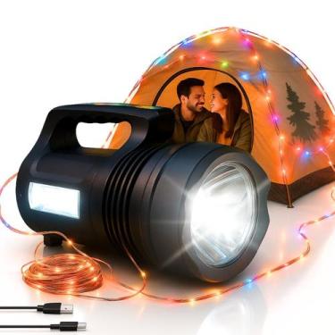 Imagem de Lanterna Holofote Led Forte 6 Modos Bateria Longa Duracao Powerbank Lu