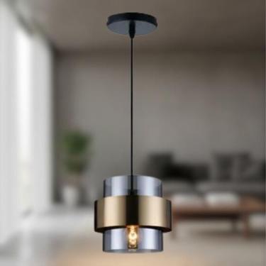 Imagem de Lustre Pendente Arezzo em Vidro e Metal Escovado 18cm - Viena Luz, Fum