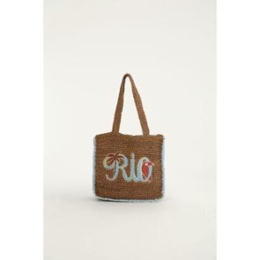 Imagem de BOLSA ARTESANAL FARM RIO TIPOGRAFICO LISO M-Feminino