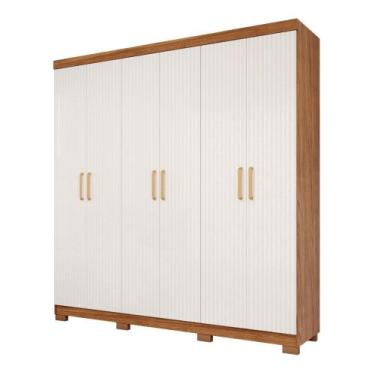 Imagem de Guarda Roupa Maya 6 Portas Flex 3 Gavetas em MDF - Panan, Cinamomo Gra