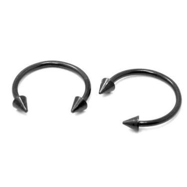 Imagem de Piercing Ferradura Spike Aço Cirúrgico Preto PVD 1.2mm - M2 Piercing, 