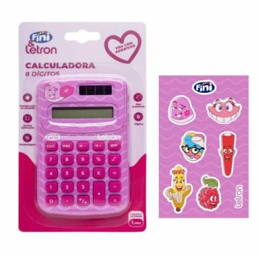 Imagem de Calculadora 8 Dígitos com Energia Solar e Cartela de Adesivo Fini Letr