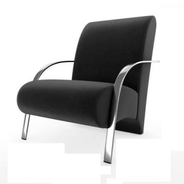 Imagem de Poltrona Decorativa Veludo Preto MamFlex  com Braço de Alumínio, Preto