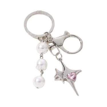 Imagem de Chaveiro Feminino Y2K Com Coração, Borboleta E Estrela Em Esmalte Prat