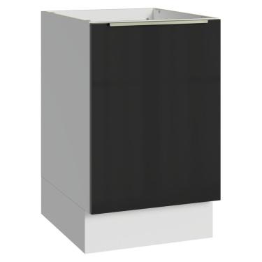 Imagem de Balcão de Cozinha 50 cm 1 Porta (Sem Tampo) Branco/Preto Lux Madesa