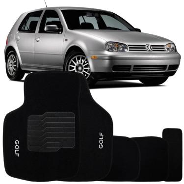 Imagem de Tapete Carpete Golf 1999 à 2011 Preto Logo Bordado Jogo 5 Peças Personalizado Automotivo