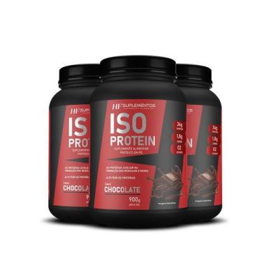 Imagem de 3x whey isolado protein chocolate 900g hf suplementos - HF SUPLEMENTS