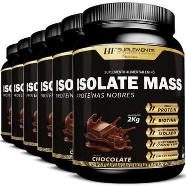 Imagem de 6x isolate mass hipercalorico proteinas nobres 2kg chocolate - HF SUPL