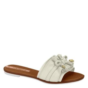 Imagem de Chinelo Rasteira Feminina Slide Laço Moleca 5297.446 - Branco Off - 38
