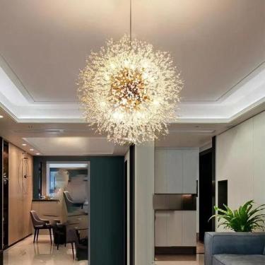 Imagem de Lustre Pendente Moderno De Luxo Nórdico Dandelion Crystal Cream Para S