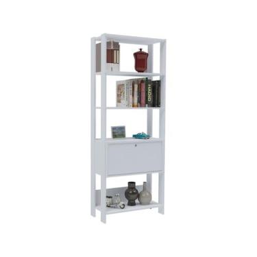 Imagem de Estante Com 4 Prateleiras E 1 Porta Basculante Artely Match Cor Branco