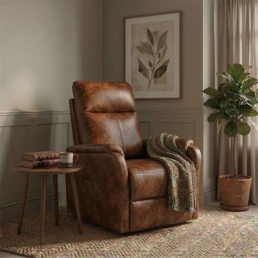 Imagem de Poltrona Papai Reclinável Em Tecido Nobuke Estofada Para Assistir Tv E Descansar Na Sala - Marrom