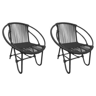 Imagem de Kit 2 Cadeiras Decorativa Julia Em Corda Náutica E Base Em Alumínio Preta-preta