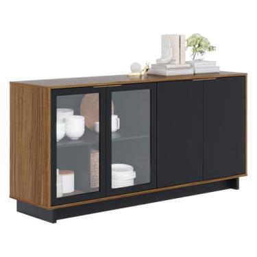 Imagem de Buffet Vitória com 2 Portas de Vidro - Castanho/Preto - Colibri, Noce 