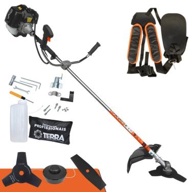 Imagem de Roçadeira GRH-430 Terra À Gasolina 2 Tempos 43cc 1,7HP Alta Rotação Cortador de Grama Completo Com Carretel de Nylon + Faca 2 Pontas + Faca 3 Pontas