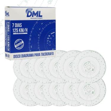 Imagem de 50 Cx Discos Tacógrafos Semanal 7d 125km 20x20 Kit Universal - DML