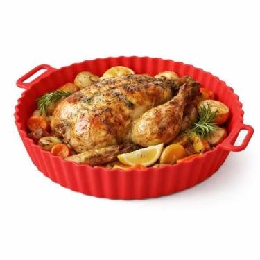 Imagem de Forma Redonda de Silicone para Air Fryer Antiaderente Fácil Limpeza - 