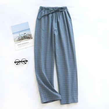 Imagem de Calças De Pijama De Algodão Xadrez Unissex, Confortáveis Para Uso Em C