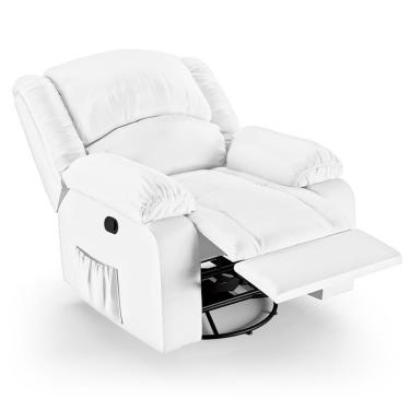 Imagem de Poltrona Do Papai Reclinável Pietra Glider Giratória Massagem Fh9 Pu Branco - Mpozenato
