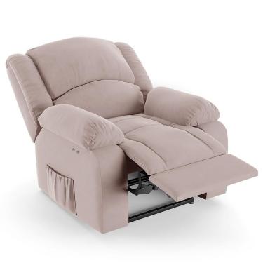 Imagem de Poltrona Do Papai Reclinável Pietra Power Touch Fh9 Veludo Rosê - Mpozenato
