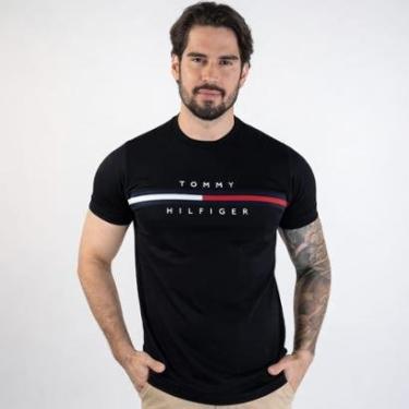 Imagem de Camiseta Tommy Hilfier Bordado Script Preta-Masculino