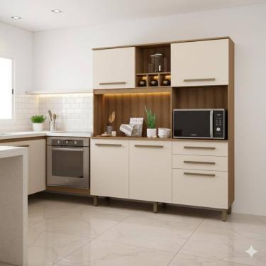 Imagem de Armário De Cozinha ÁGATA 160cm Compacto Com Balcão Multiuso