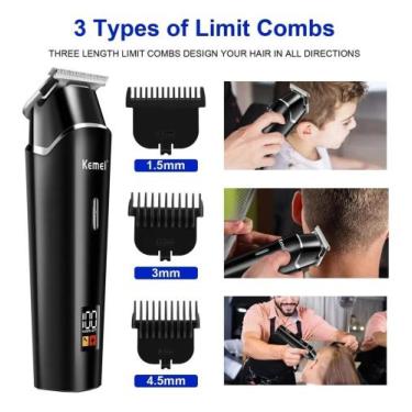 Imagem de Aparador De Cabelo E Barba Kemei Km-1113 Profissional Preto 127/220v
