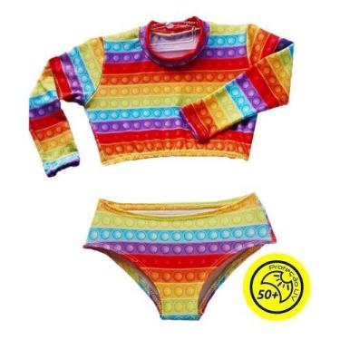 Imagem de Biquini Infantil + Blusa Cropped Proteção Solar Uv50 Pop It - ANJO DA 