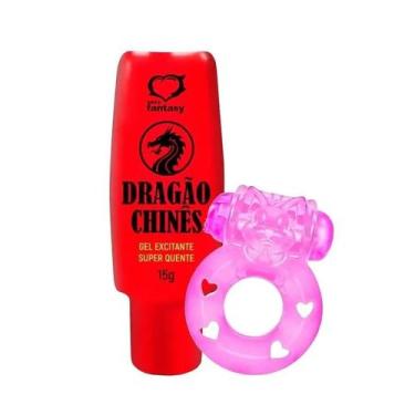 Imagem de Kit Anel Peniano com Vibro e Gel Lubrificante Excitante Dragão Chinês 