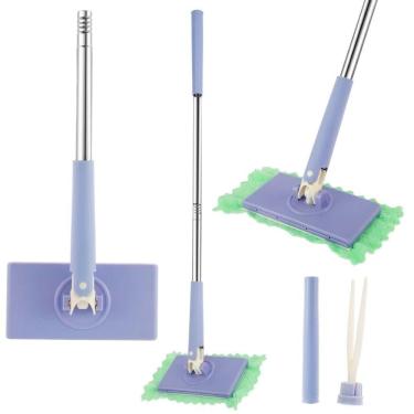 Imagem de Rodo Mop Articulado Mini Ajustável Inox Multifuncional para Limpeza de Pisos e Vidros Transparente
