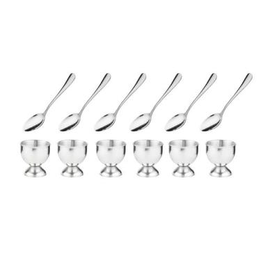 Imagem de Taça Mini Inox 6un e Colher Pequena Finger Food Docinho 6un - casa cha