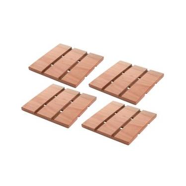 Imagem de Kit 4 Descansos para Panelas em Madeira Essence 18x18cm Suportes para Panelas e Travessas Quentes