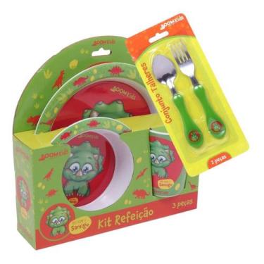 Imagem de Prato Infantil Kit Refeição Bebê Crianças Melamina - Boom , Verde