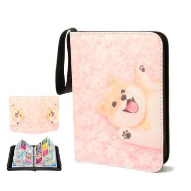 Imagem de Pasta para Cards Muzokyu 400 Bolsos Rosa com Shiba Inu