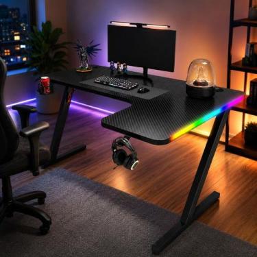 Imagem de Mesa Setup Gamer RGB para Computador PC Escrivaninha Gamer LED DELTA-M