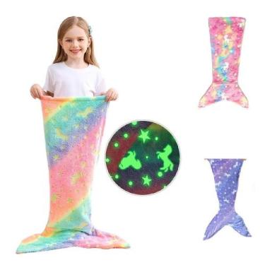 Imagem de Cobertor Infantil Calda De Sereia Iluminada Coberta Criança Saco De Do