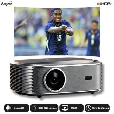 Imagem de Projetor Smart Everycom HQ11W 3600 ANSI Lumens Android 15 Bluetooth Ót