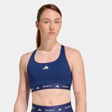Imagem de Top Adidas Techfit Feminino, Azul escuro, G