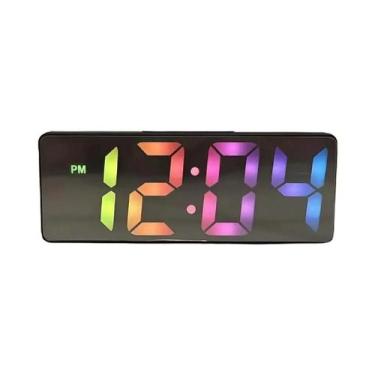 Imagem de Despertador Digital LED Com Exibição De Temperatura E Brilho Ajustável