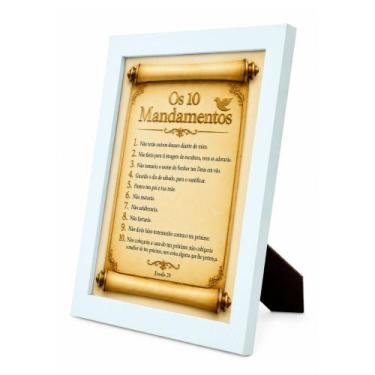 Imagem de Quadro Decora Os 10 Mandamentos Bíblia Êxodo 20 Jesus Cristo Tamanho:A