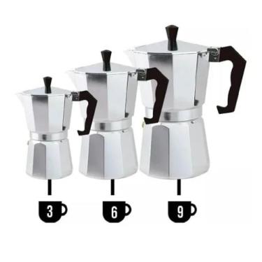 Imagem de Cafeteira Italiana Expresso Manual Aço Alumínio 3, 6,9 Xicara Café Chá